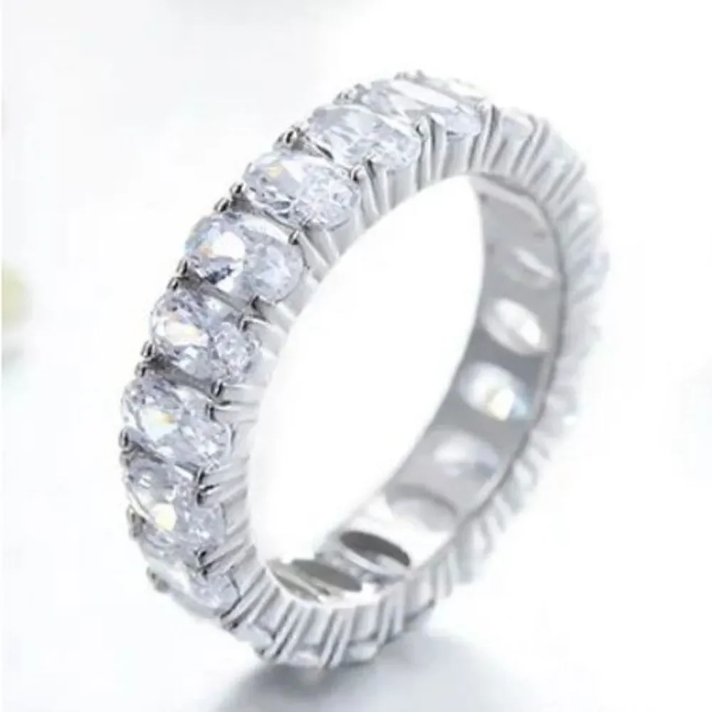 Sterling Silver CZ Eternity Ring Womens Vintage 5mm Sparkle Jewelry New 6
